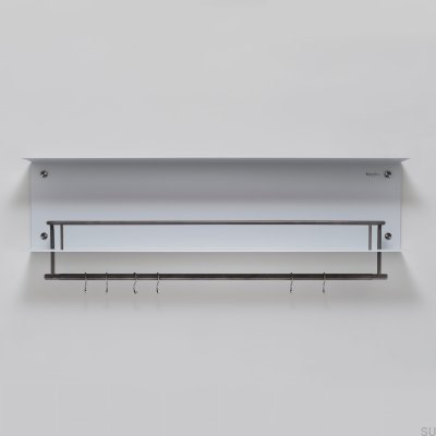 Étagère à cintres avec patères, gris acier et métal canon de fusil