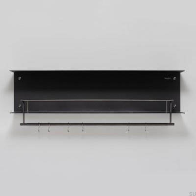 Étagère à cintres en acier noir avec cintres et finition canon de fusil