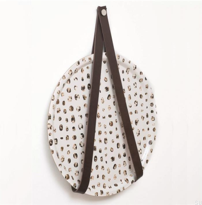 Support mural 0150L Cuir Marron Foncé avec Argent