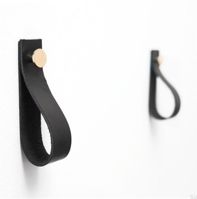 Support mural 0153L Cuir Noir avec Or