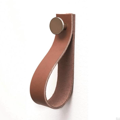 Support mural 0153L Cuir Marron avec Argent Brossé