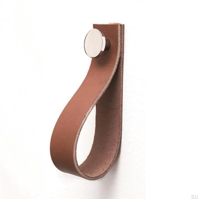 Support mural 0153L Cuir Marron avec Argent Poli