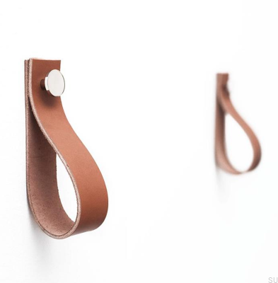 Support mural 0153L Cuir Marron avec Argent Poli
