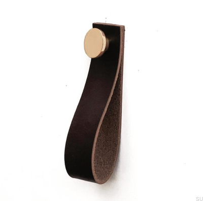 Support mural 0153L Cuir Marron Foncé avec Or