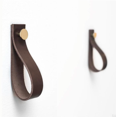 Support mural 0153L Cuir Marron Foncé avec Or