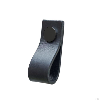 Poignée de meuble Loop Cuir Noir avec Noir
