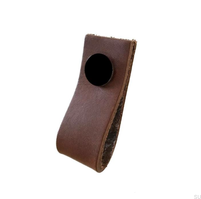 Poignée de meuble Loop Cuir Marron avec Noir