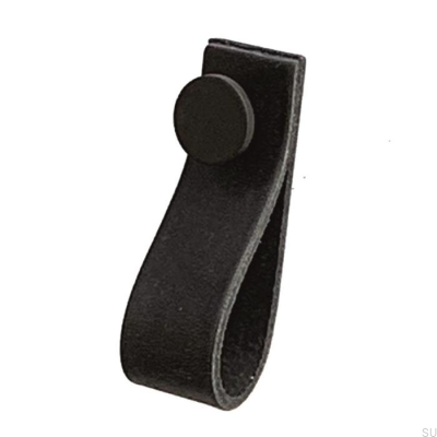 Poignée de meuble Loop 80 Cuir Noir avec Noir