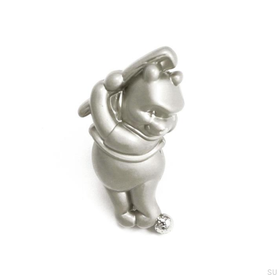 Bouton de meuble Winnie l'Ourson Golfeur Nickel Brossé