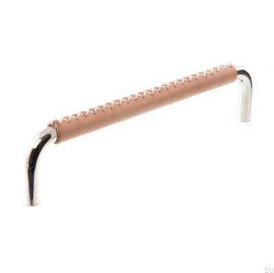 Poignée de meuble allongée 7353 128 Nickel poli avec cuir