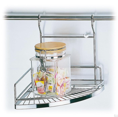 Étagère d'angle pour système de tuyauterie de cuisine Chrome poli