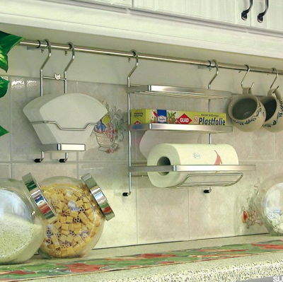 Étagère d'angle pour système de tuyauterie de cuisine Chrome poli
