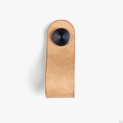 Bouton de meuble Pin Cuir avec noir