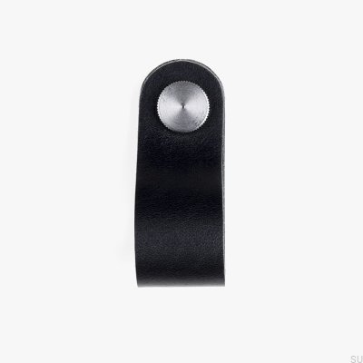 Bouton de meuble en cuir noir avec argent