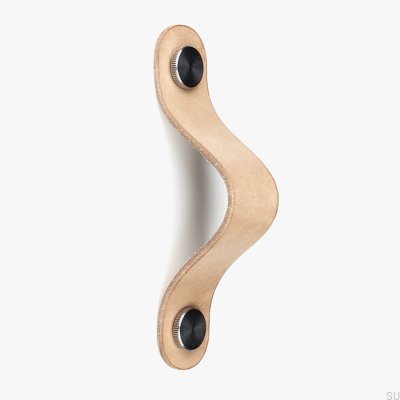 Poignée de meuble allongée Pin-Pin Cuir avec argent