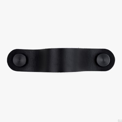 Poignée de meuble allongée Pin-Pin Cuir noir avec noir