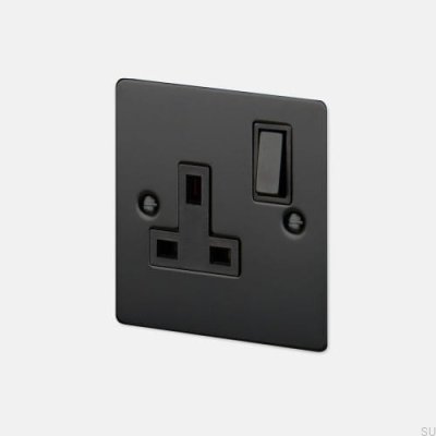 Prise simple type G UK 1G Acier noir Norme britannique