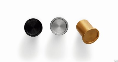 Bouton de meuble Rond Aluminium Noir Brossé