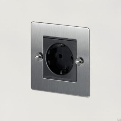 Prise simple de type C Euro 1G en acier argenté, norme britannique