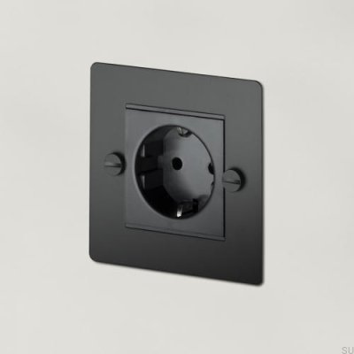 Prise simple de type C Euro 1G en acier noir, norme britannique