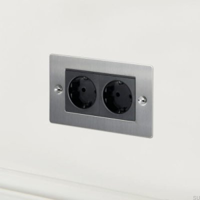 Prise double type C Euro 2G en acier argenté, norme britannique