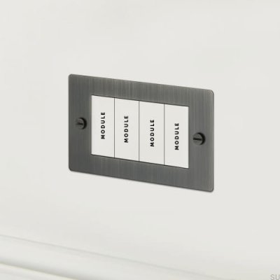 Cadre à quatre modules Euro Plate 2G, acier, laiton, bronze brûlé, norme britannique