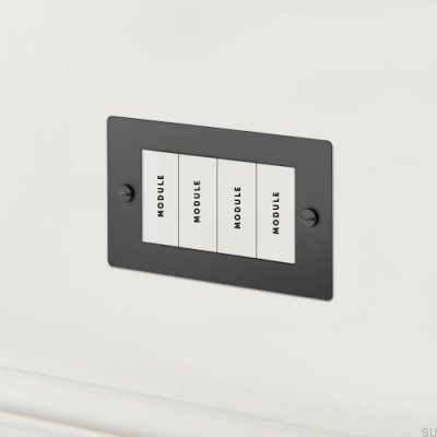 Cadre à quatre modules Euro Plate 2G, acier noir, norme britannique