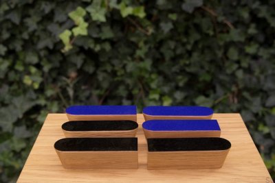 Poignée de meuble Solo Blue 60 Emaillé Bleu - Huile Incolore Semi-mat