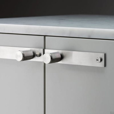 Bouton de meuble avec rondelle, plaque croisée 20, acier argenté (lot de 2)