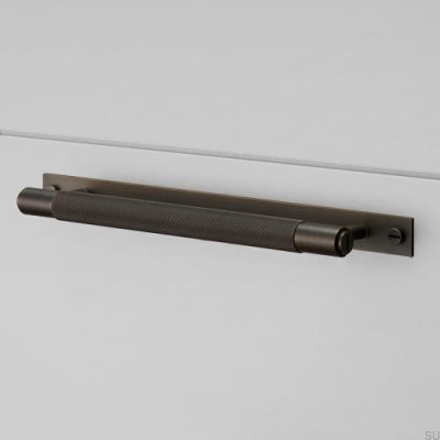 Poignée de meuble allongée avec plaque transversale en laiton 225, finition bronze brûlé