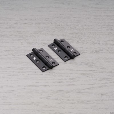 Charnières de porte noires pour soudeur en acier 76 x 51 x 2 mm (lot de 2)