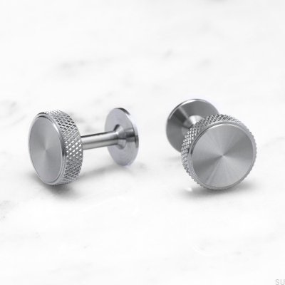 Boutons de manchette Croix en acier argenté