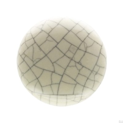 Bouton de meuble SP65 Porcelaine Blanc avec Or Antique