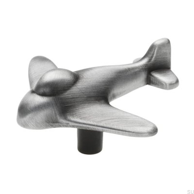 Bouton De Meuble Avion 1882 Argent Antique Brossé