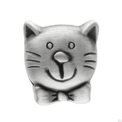 Bouton de Meuble Chat 1886 Argent Antique