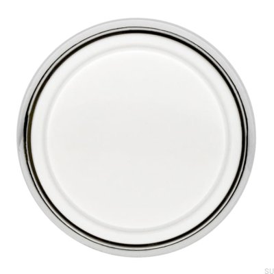 Bouton de Meuble 1971 30 Argent Poli avec Blanc