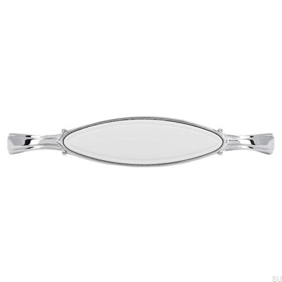 Poignée de meuble allongée 1973 96 Chrome Poli avec Blanc