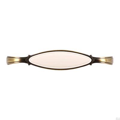Poignée de meuble allongée 1973 96 Bronze Antique avec Beige