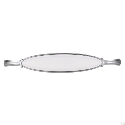 Poignée de meuble allongée 1973 128 Chrome Poli avec Blanc