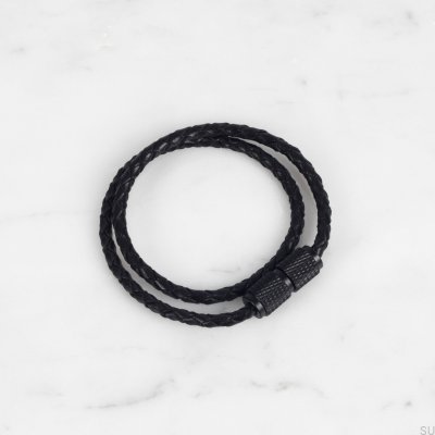 Bracelet double croix 40 cm Noir