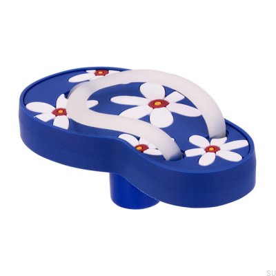 Bouton de meuble H210R Droit Caoutchouc Bleu