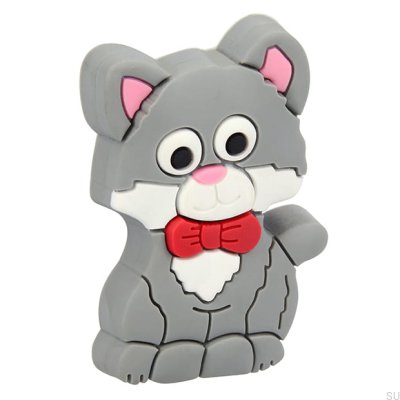 Bouton de meuble H158 Chat Caoutchouc Gris