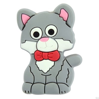 Bouton de meuble H158 Chat Caoutchouc Gris