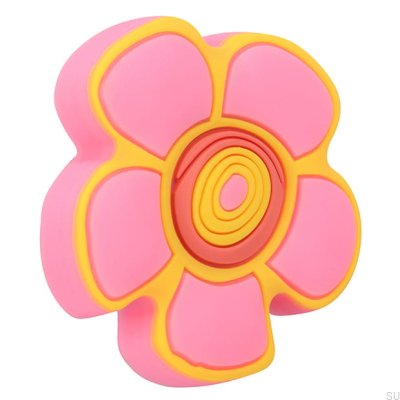 Bouton de meuble H149 Fleur caoutchouc rose