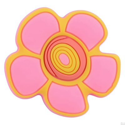 Bouton de meuble H149 Fleur caoutchouc rose