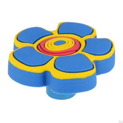 Bouton de meuble H149 Fleur en caoutchouc bleu
