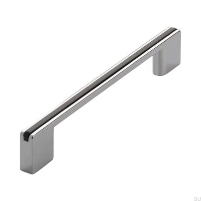 Poignée de meuble allongée 2170 128/160 Chrome Poli avec Noir