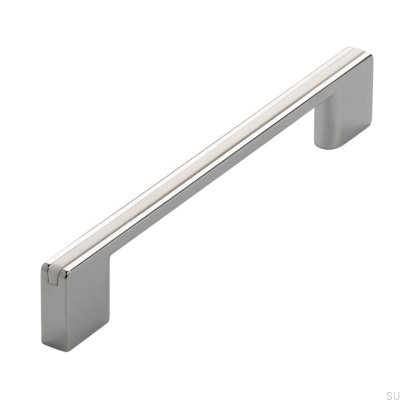Poignée de meuble allongée 2170 128/160 Chrome poli avec blanc