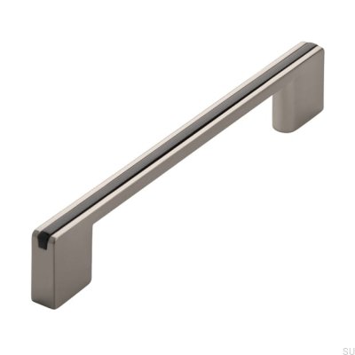 Poignée de meuble allongée 2170 128/160 Silver Brushed with Black