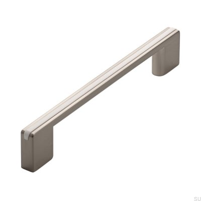 Poignée de meuble allongée 2170 128/160 Silver Brushed with White